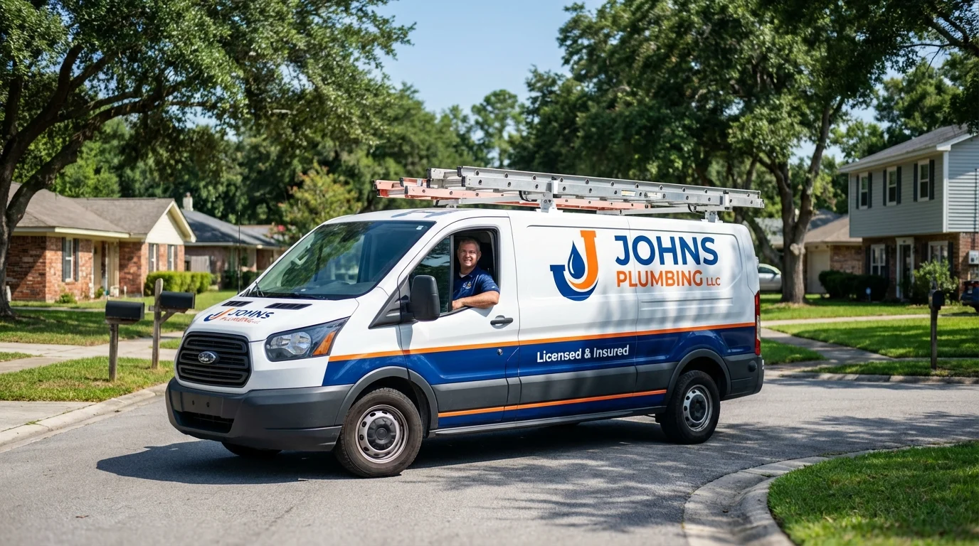 Johns Plumbing LLC service van in Central Falls, RI