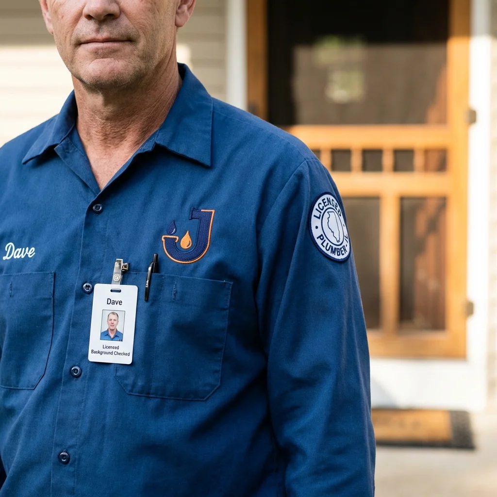Licensed plumber showing ID badge in Central Falls, RI