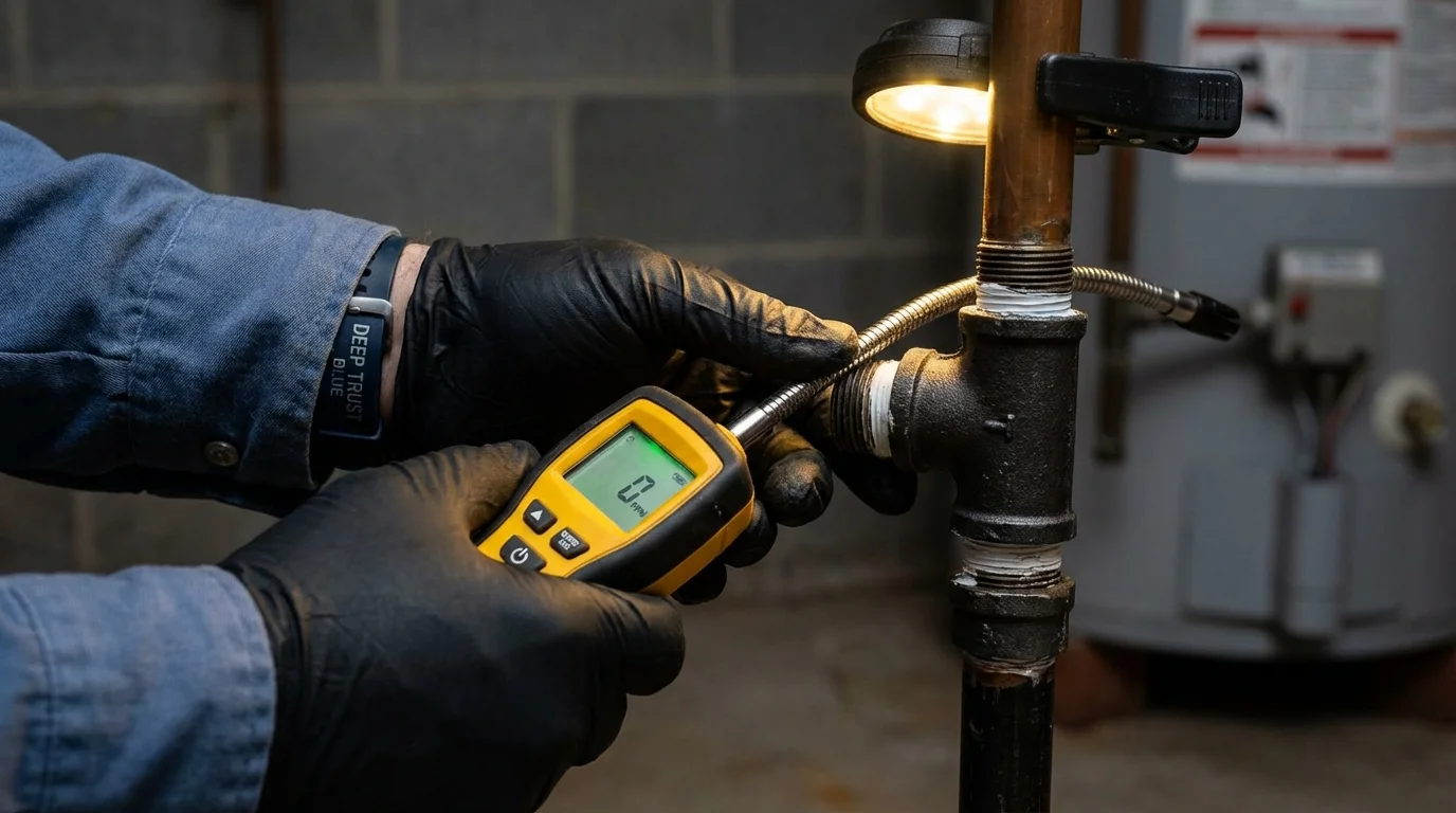 Gas leak detection with electronic sniffer by Johns Plumbing LLC in Central Falls