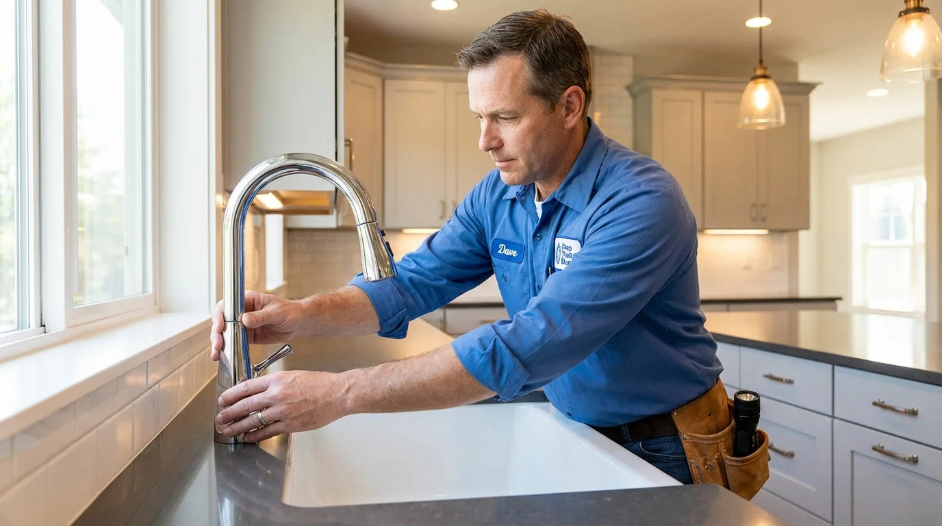 Kitchen faucet installation by Johns Plumbing LLC in Central Falls