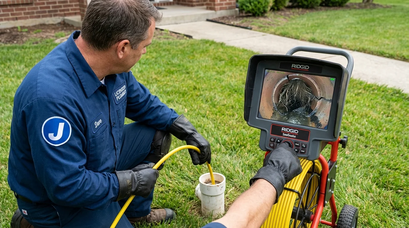 Sewer camera inspection being performed by Johns Plumbing LLC in Central Falls